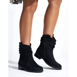 Bottines froissées noires en daim le noir 1