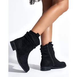 Bottines froissées noires en daim le noir 2
