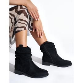 Bottines froissées noires en daim le noir 3