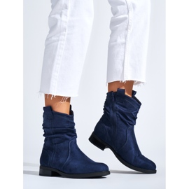 Bottines plates en daim bleu marine 3