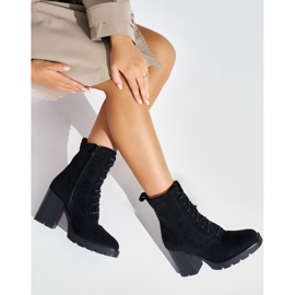 Bottines à lacets en daim noir le noir 2