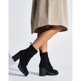 Bottines à lacets en daim noir le noir 3