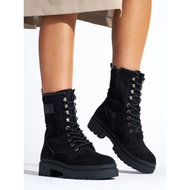 Bottes de travail pour femmes en daim noir le noir 1