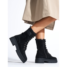 Bottes de travail pour femmes en daim noir le noir 3