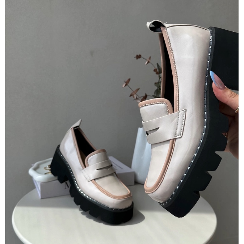 S.Barski Mocassins Femme En Cuir D&amp;A MR870-32 Beige 1