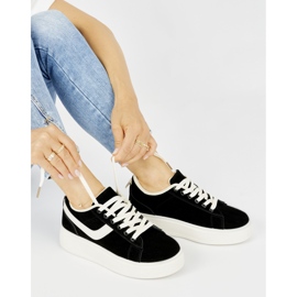 Chaussures plateforme femme en daim noir le noir 4