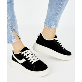 Chaussures plateforme femme en daim noir le noir 2
