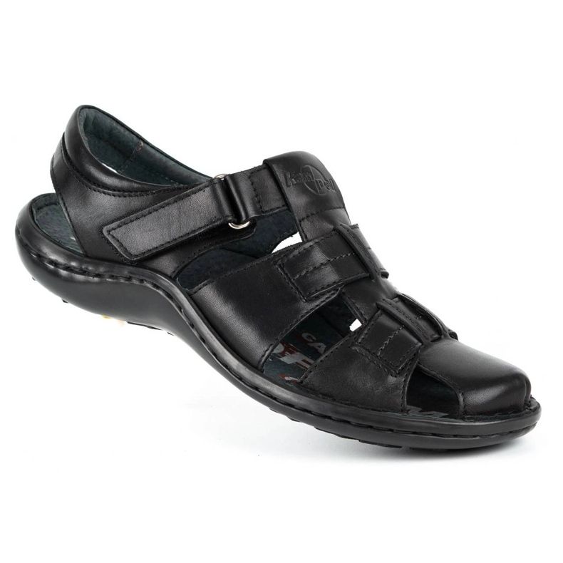 Kampol Sandales cuir homme 220KAM noir 2