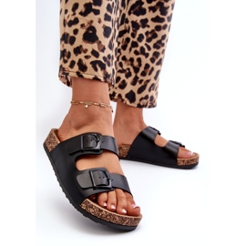 Evento Tongs pour femmes sur plateforme en liège avec boucles, noir Klinesta le noir 1 Evento Tongs pour femmes sur plateforme en liège avec boucles, noir Klinesta le noir 1