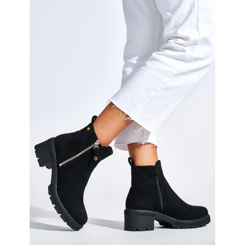 Bottines noires pour femmes avec fermeture éclair décorative 2