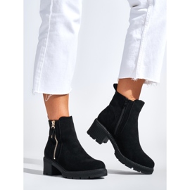 Bottines noires pour femmes avec fermeture éclair décorative 1