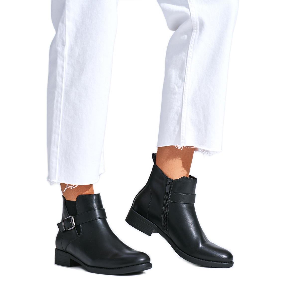 Bottines noires plates online
