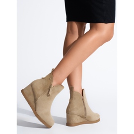 Bottines compensées beiges pour femme 2