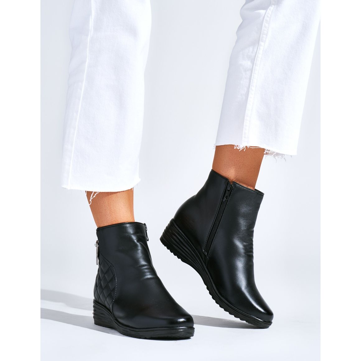 Bottines compensees noires confortables le noir