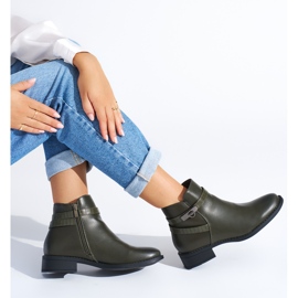 Bottines à talons bas pour femme vert foncé 3