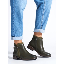 Bottines à talons bas pour femme vertes 1