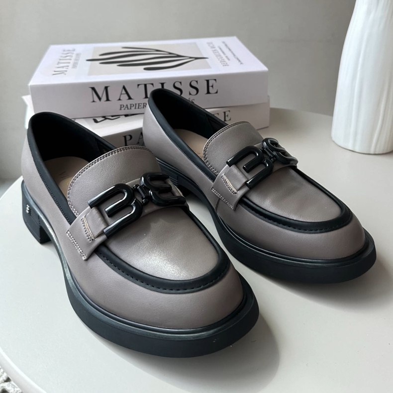 Vinceza Mocassins élégants en cuir pour femmes, Triana beige foncé gris 1