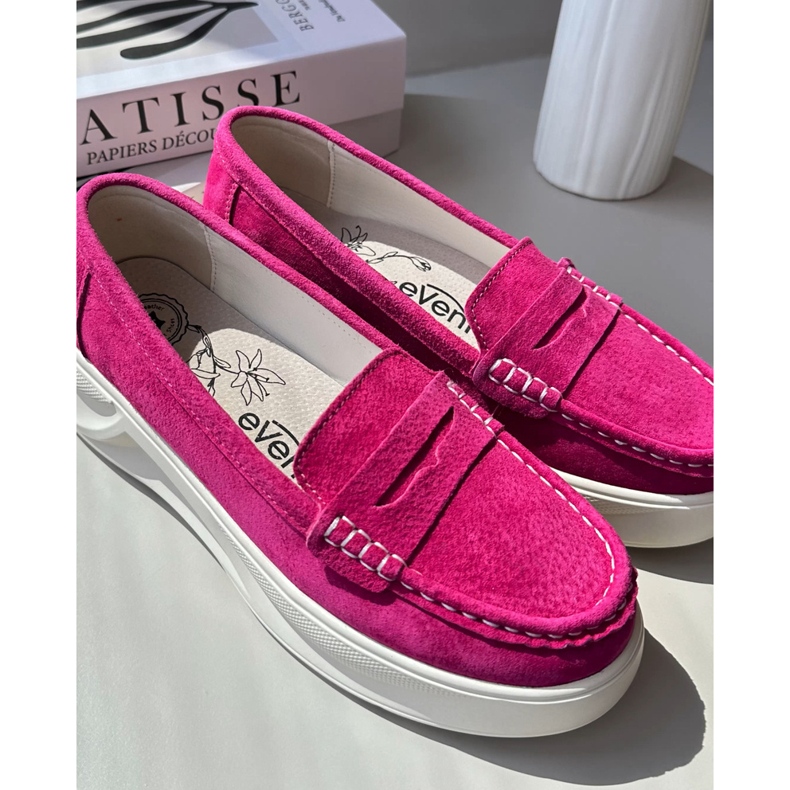 Mocassins Femme Daim Fuchsia Filidia rose 1