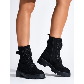 Bottines workwear femme en daim noir le noir 3