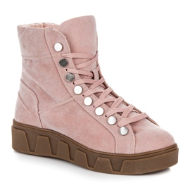 Betler Bottines à lacets sur la plateforme rose 1