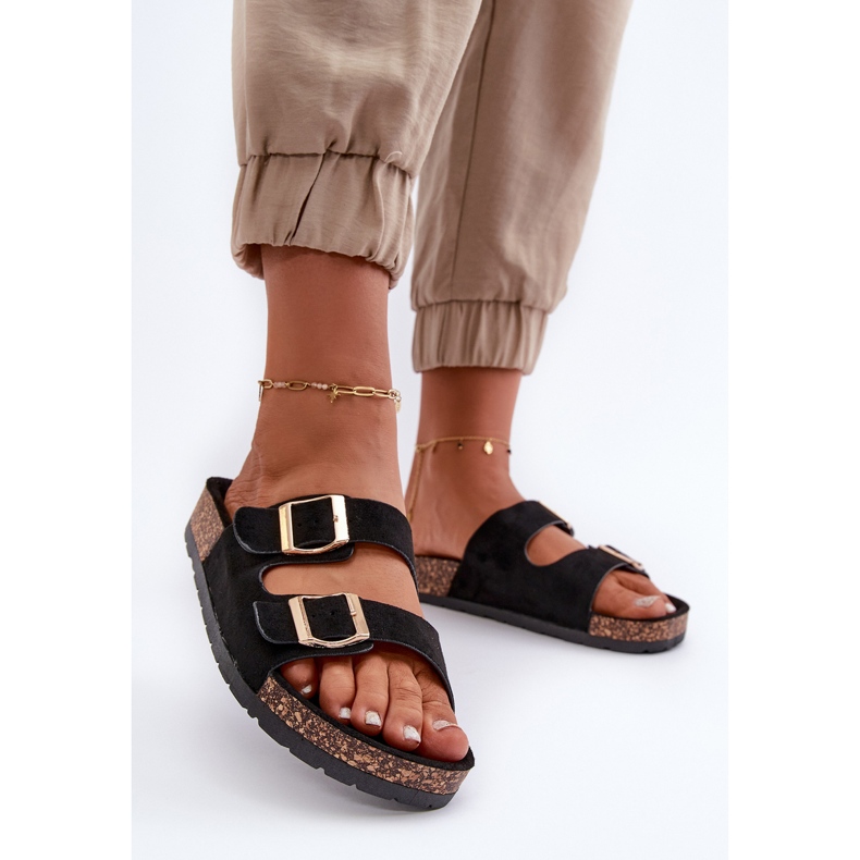 Sandales à enfiler pour femmes sur semelles en liège Noir Cortina le noir 2