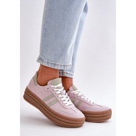 Zazoo N1068S4 Baskets à plateforme en daim pour femme Violet 3