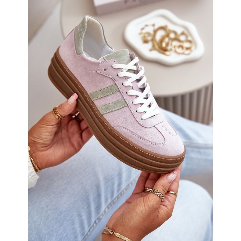 Zazoo N1068S4 Baskets à plateforme en daim pour femme Violet 2