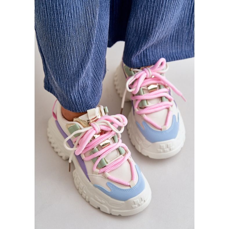 Baskets pour femmes à semelle épaisse multicolore Nevela beige 2