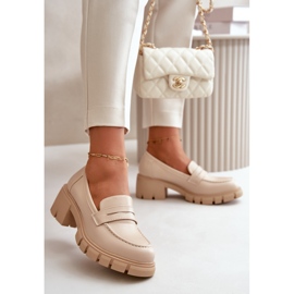 Chaussures à Talons Bas pour Femmes En Cuir Écologique Beige Menloa 2