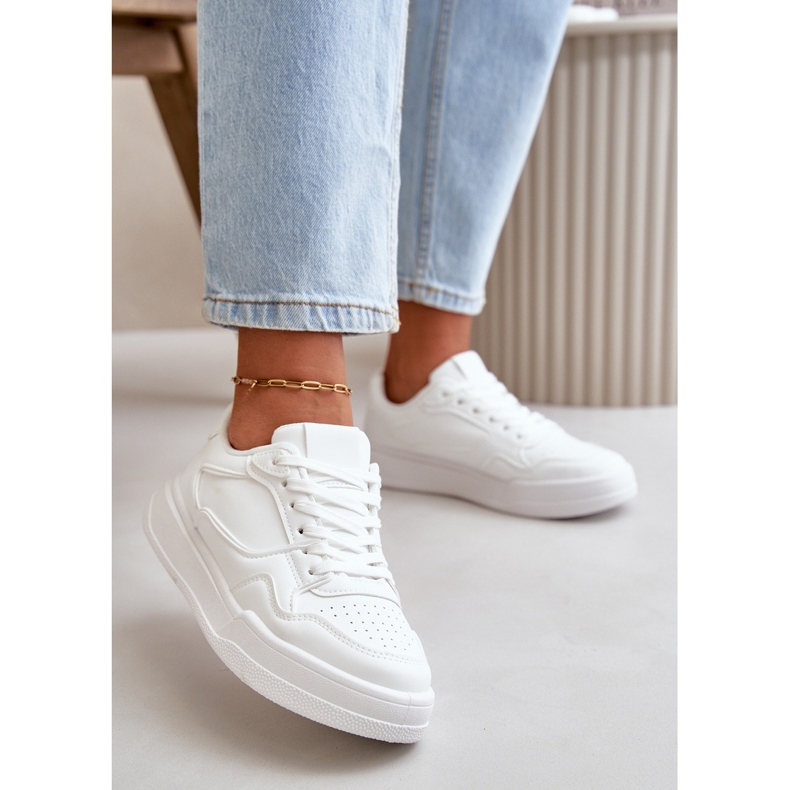 Baskets classiques pour femmes en cuir écologique, blanc Meriora 2