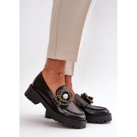 Mocassins Femme En Cuir Décoré D'une Fleur, Noir CheBello 4520 le noir 1
