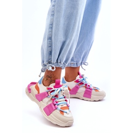 Seastar Chaussures de sport à lacets à la mode pour femmes, beiges et roses 4 Seastar Chaussures de sport à lacets à la mode pour femmes, beiges et roses 4