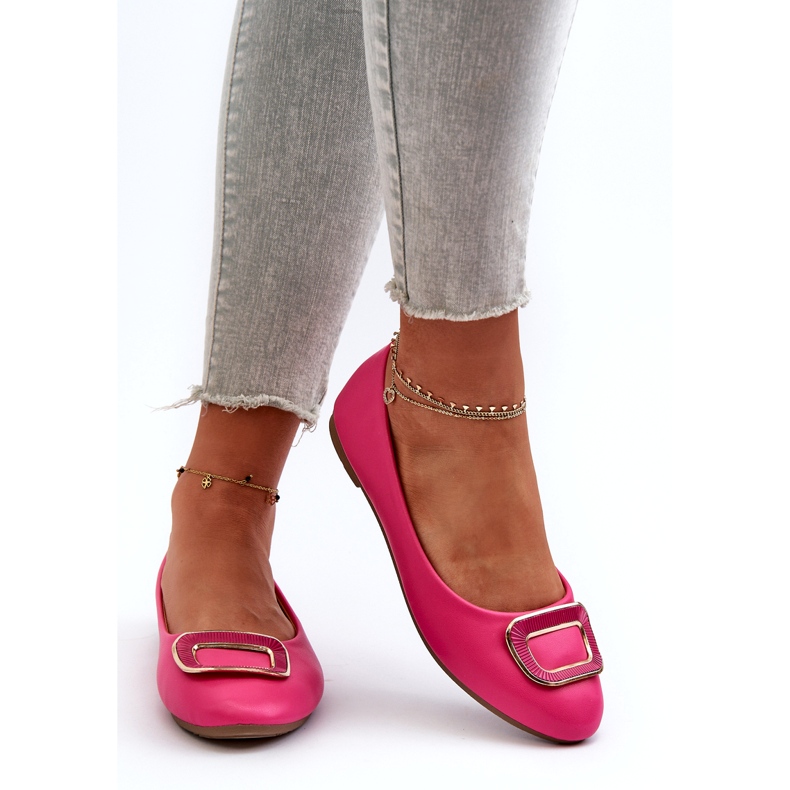 Day-Vine Ballerines en cuir écologique fuchsia avec décoration rose 2