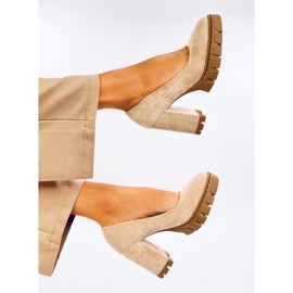 Escarpins à talons hauts et plateforme Angela Khaki beige 1