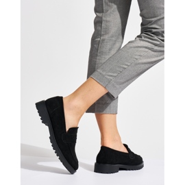 Mocassins femme en daim noir le noir 1