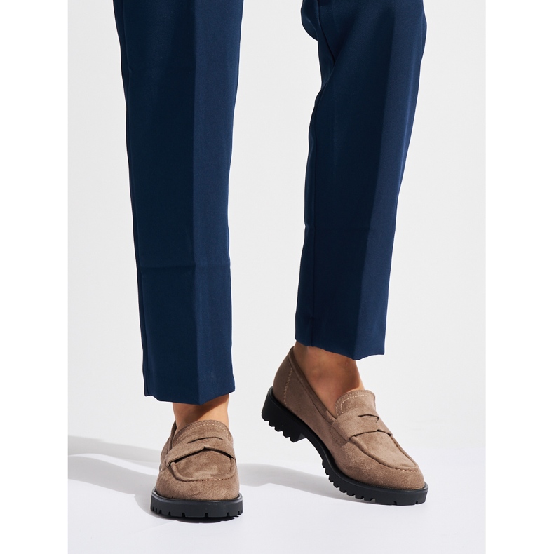 Mocassins femme en daim beige 1