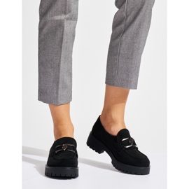 Mocassins femme en daim noir le noir 1