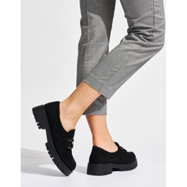 Mocassins femme en daim noir le noir 2
