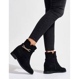 Bottines en daim noir avec chaîne le noir 2