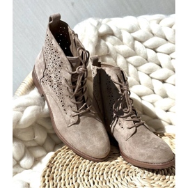 S.barski HY66-136 Bottines pour femmes avec motif, beige clair 2