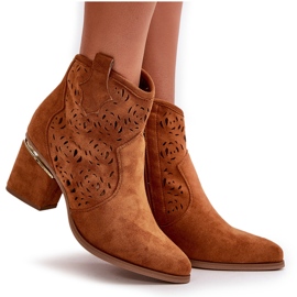 Santiags Ajourées Sur Talon Haut Fermé Par Une Fermeture Éclair Camel Vosilara brun 9