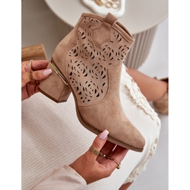 Santiags Ajourées Sur Talon Haut, Fermées Par Une Fermeture Éclair, Vosilara Beige 2