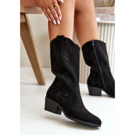 Santiags ajourées à talons hauts pour femme, noir Iceda le noir 7