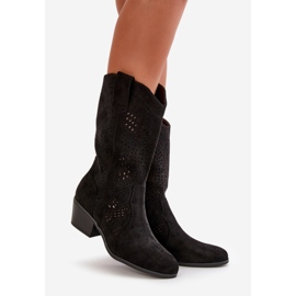 Santiags ajourées à talons hauts pour femme, noir Iceda le noir 1