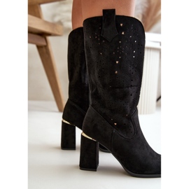 Bottes Ajourées Pour Femmes Sur Talon Haut À Bouts Pointus, Eco Daim Noir Nevithra le noir 3