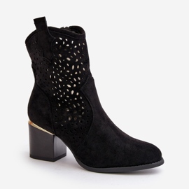 Bottines ajourées en éco-daim, fermées par une fermeture éclair, noires Sevana le noir 5