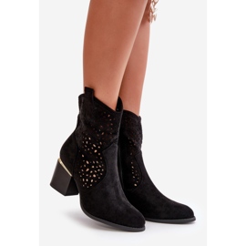Bottines ajourées en éco-daim, fermées par une fermeture éclair, noires Sevana le noir 1