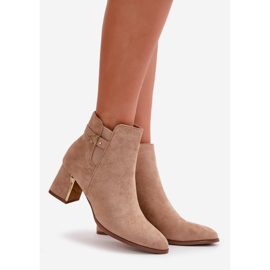 Bottines Femme À Talon Haut, Fermées Par Une Fermeture Éclair, Eco Daim Beige Foncé Bonucci 1