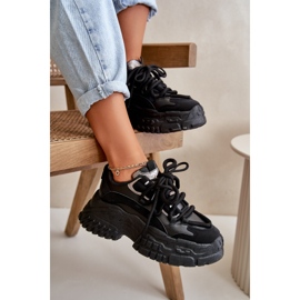Baskets pour femmes à semelle massive, noires Nevela le noir 2