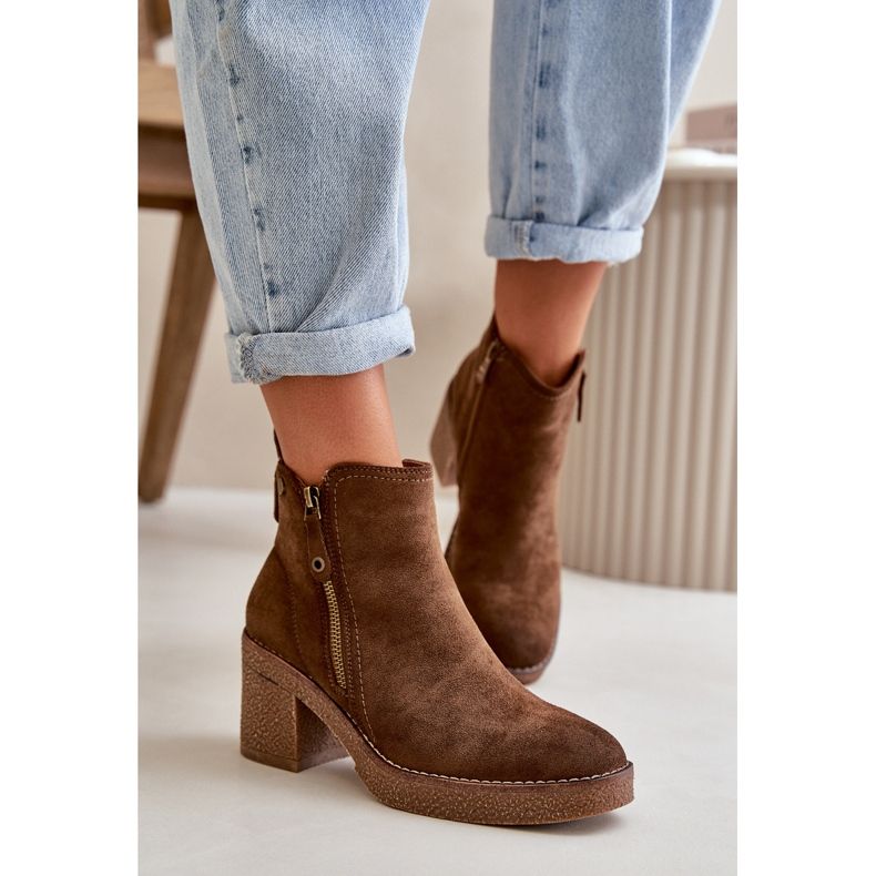 Bottines isolées pour femmes en suède écologique, Velarilla marron foncé brun 2 Bottines isolées pour femmes en suède écologique, Velarilla marron foncé brun 2